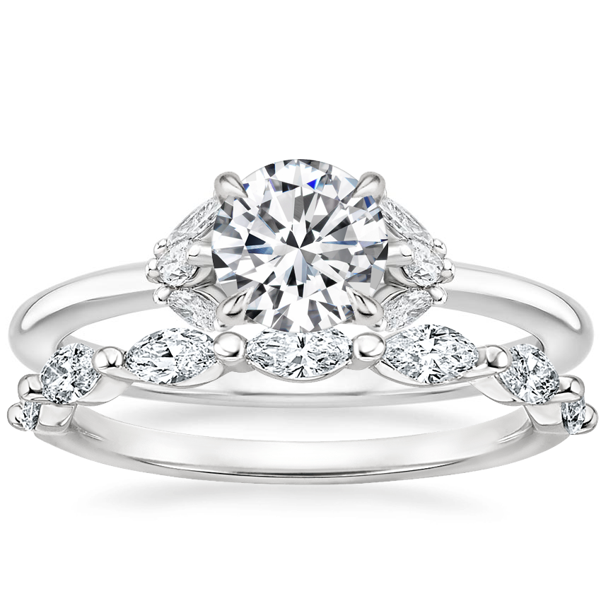 18K White Gold Mara Diamond Ring with Joelle Diamond Ring