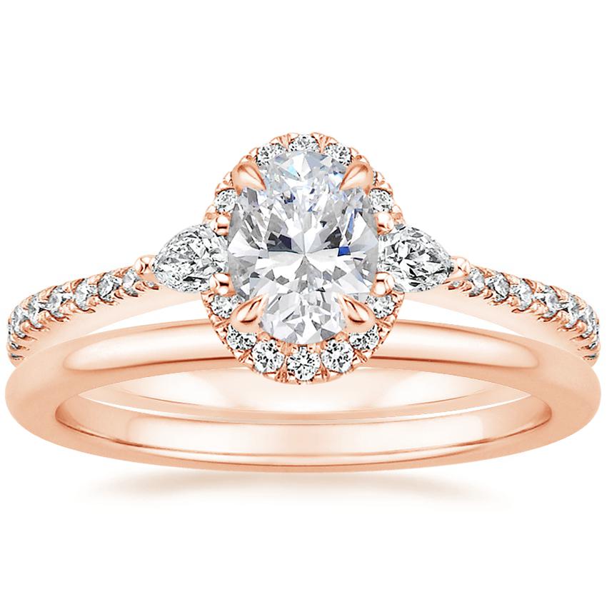 14K Rose Gold Luxe Aria Halo Diamond Ring with Petite Comfort Fit ...