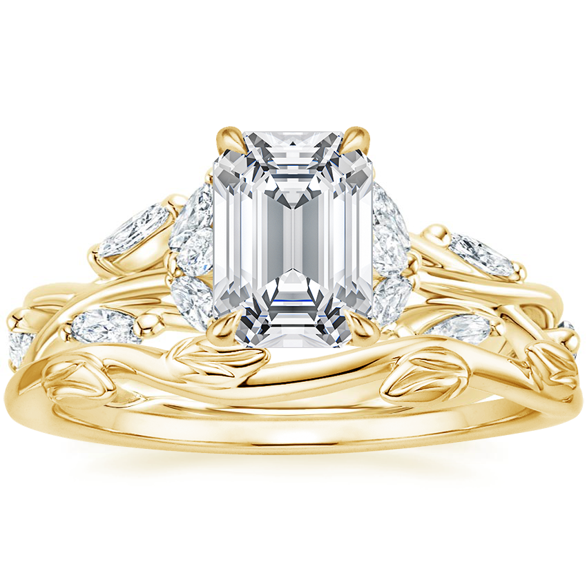 18K Yellow Gold Secret Garden Diamond Ring (1/2 ct. tw.) with Winding Willow Ring