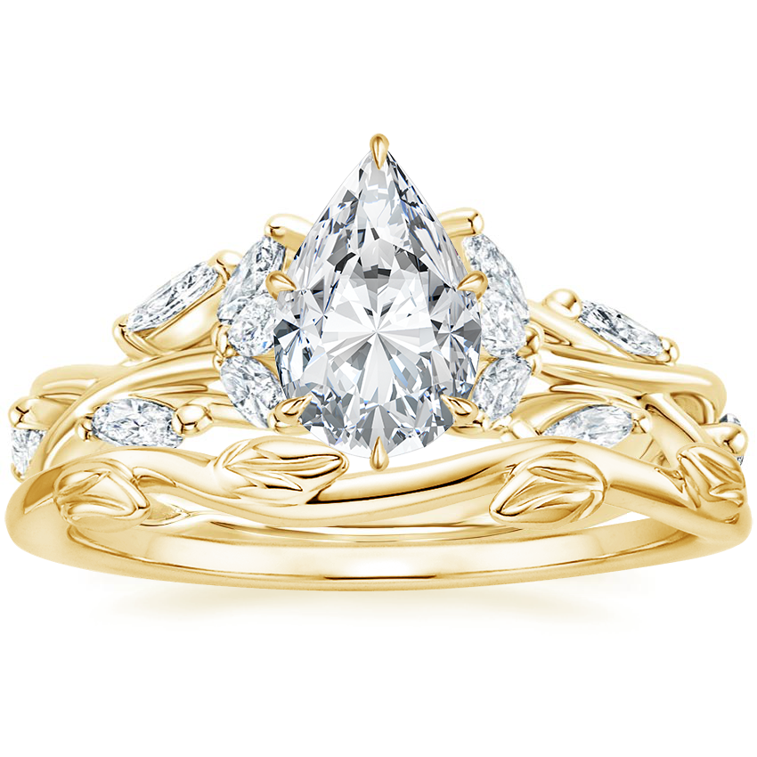 18K Yellow Gold Secret Garden Diamond Ring (1/2 ct. tw.) with Winding Willow Ring