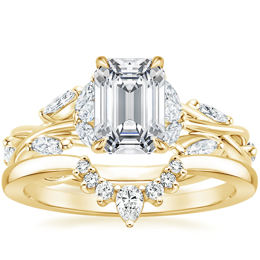 18K Yellow Gold Secret Garden Diamond Ring (1/2 ct. tw.) with Lunette Diamond Ring