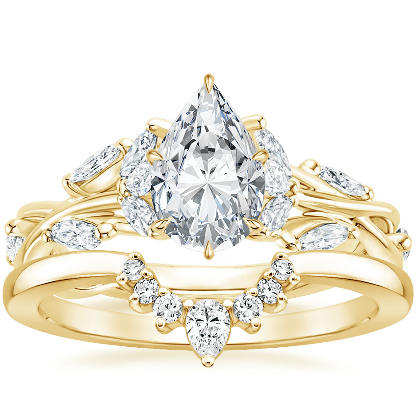 18K Yellow Gold Secret Garden Diamond Ring (1/2 ct. tw.) with Lunette Diamond Ring