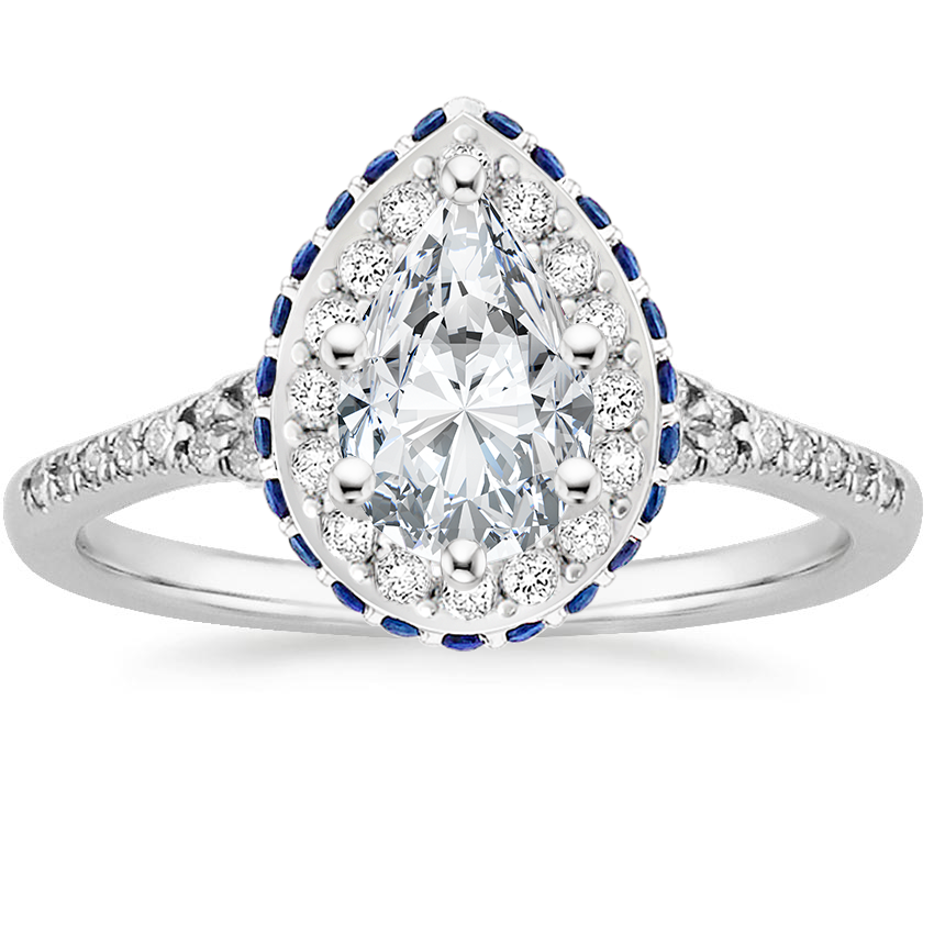 18K White Gold Circa Diamond Ring with Sapphire Accents (1/3 ct. tw.), large top view