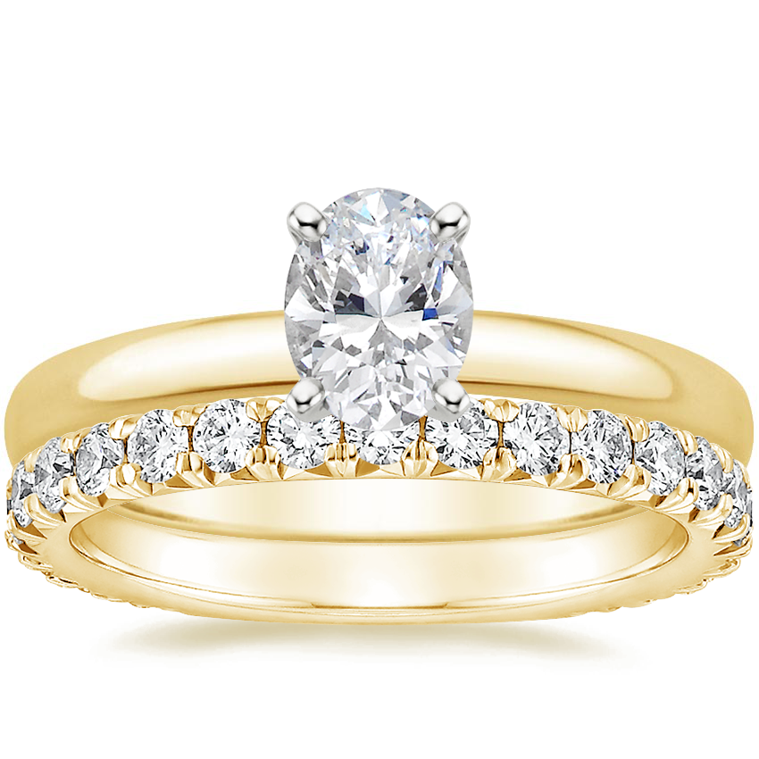14K Yellow Gold 2.5mm Comfort Fit Ring with Luxe Sienna Diamond Ring (5/8 ct. tw.)