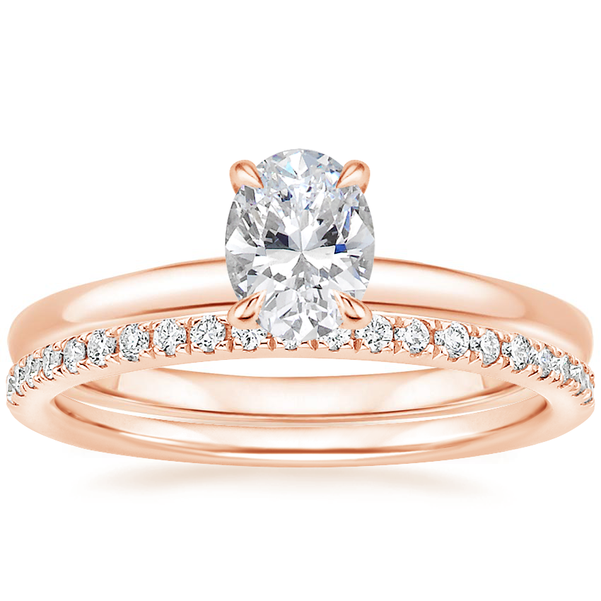 14K Rose Gold Floral Lattice Ring with Ballad Diamond Ring (1/6 ct. tw.)