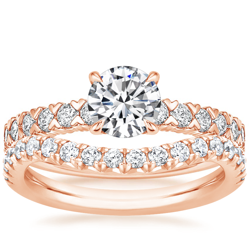 14K Rose Gold Valeria Diamond Ring with Curved Amelie Diamond Ring (1/3 ct. tw.)