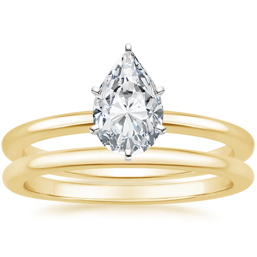 18K Yellow Gold Six-Prong Petite Comfort Fit Bridal Set