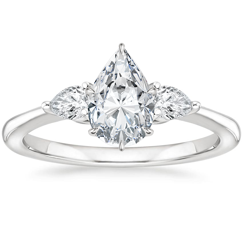 18K White Gold Petite Opera Three Stone Diamond Ring (1/4 ct. tw.), large top view