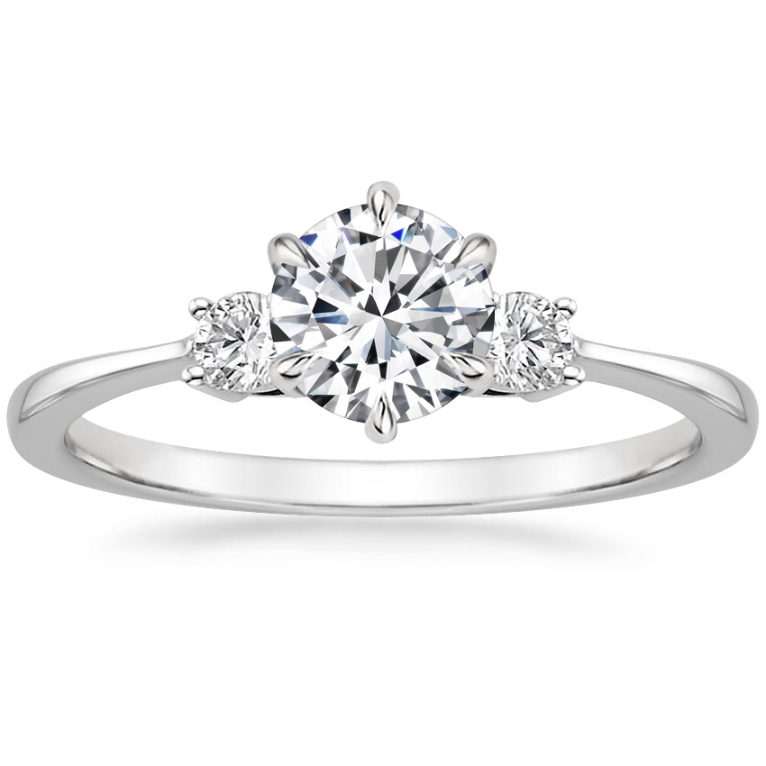 18K White Gold Six Prong Selene Diamond Ring (1/10 ct. tw.), large top view