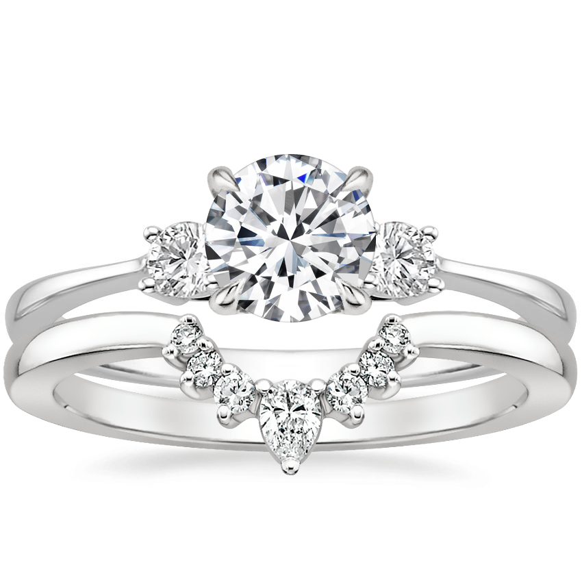 Platinum Selene Diamond Ring with Lunette Diamond Ring