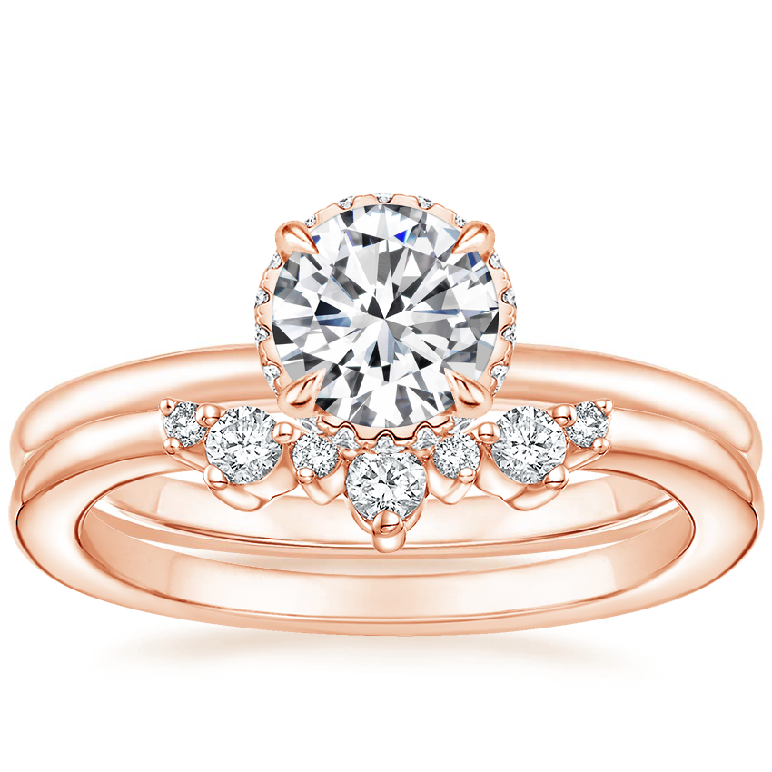 14K Rose Gold Double Hidden Halo Diamond Ring (1/6 ct. tw.) with Aubrey Diamond Ring
