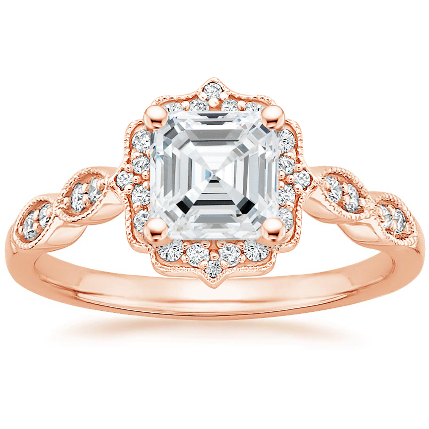 rose gold cadenza halo diamond ring