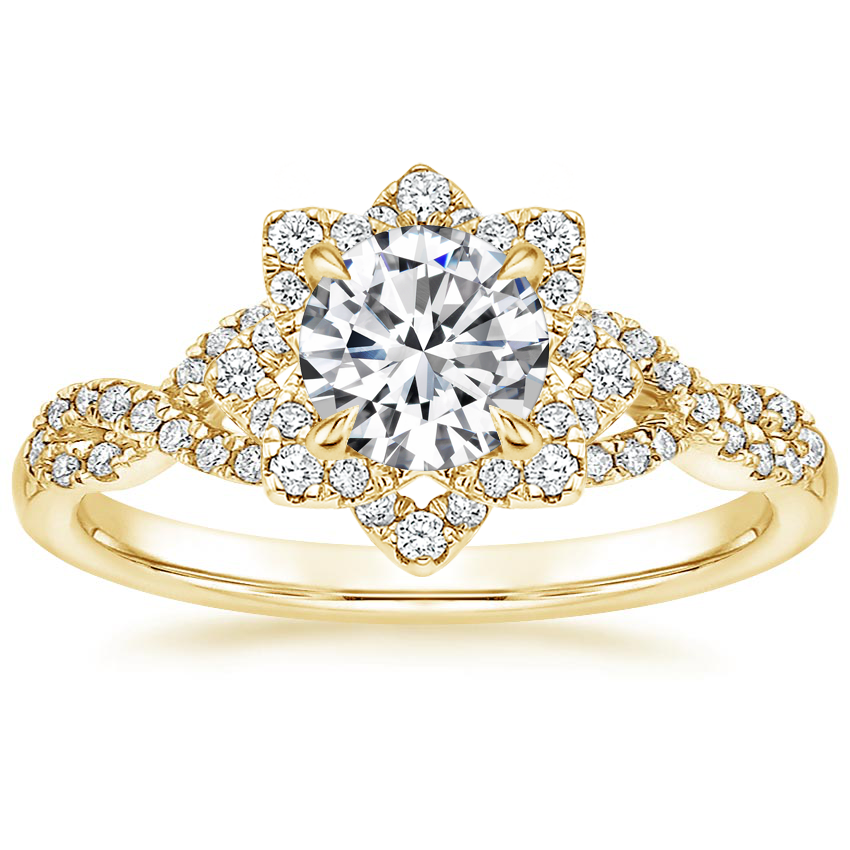18K Yellow Gold Lily Diamond Ring, large top view
