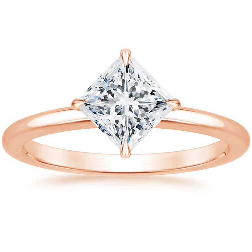 14K Rose Gold North Star Solitaire Ring, large top view