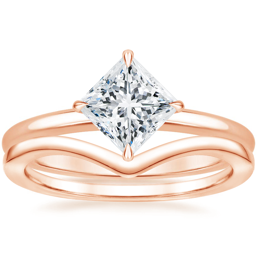 14K Rose Gold North Star Ring with Chevron Ring