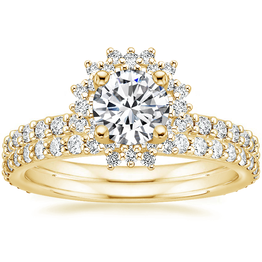 18K Yellow Gold Twilight Diamond Ring with Petite Shared Prong Eternity Diamond Ring (1/2 ct. tw.)