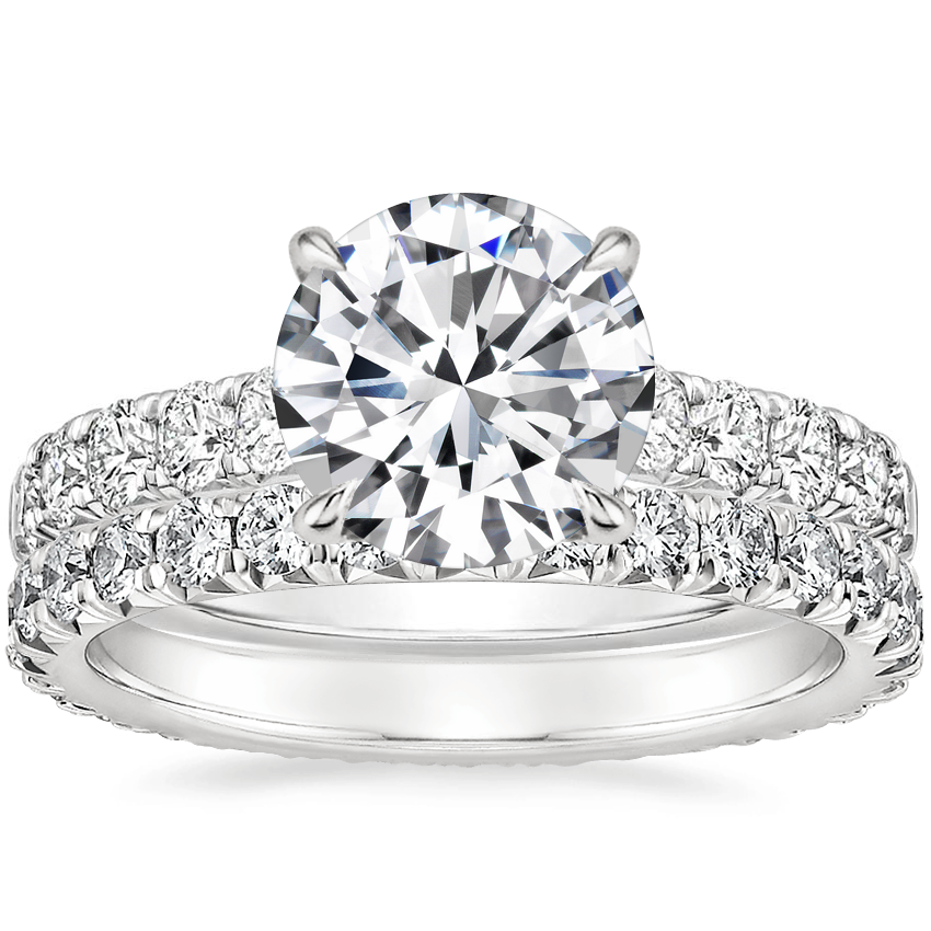 18K White Gold Luxe Anthology Diamond Ring (1/2 ct. tw.) with Sienna Eternity Diamond Ring (7/8 ct. tw.)