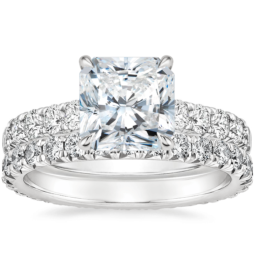 18K White Gold Luxe Anthology Diamond Ring (1/2 ct. tw.) with Sienna Eternity Diamond Ring (7/8 ct. tw.)