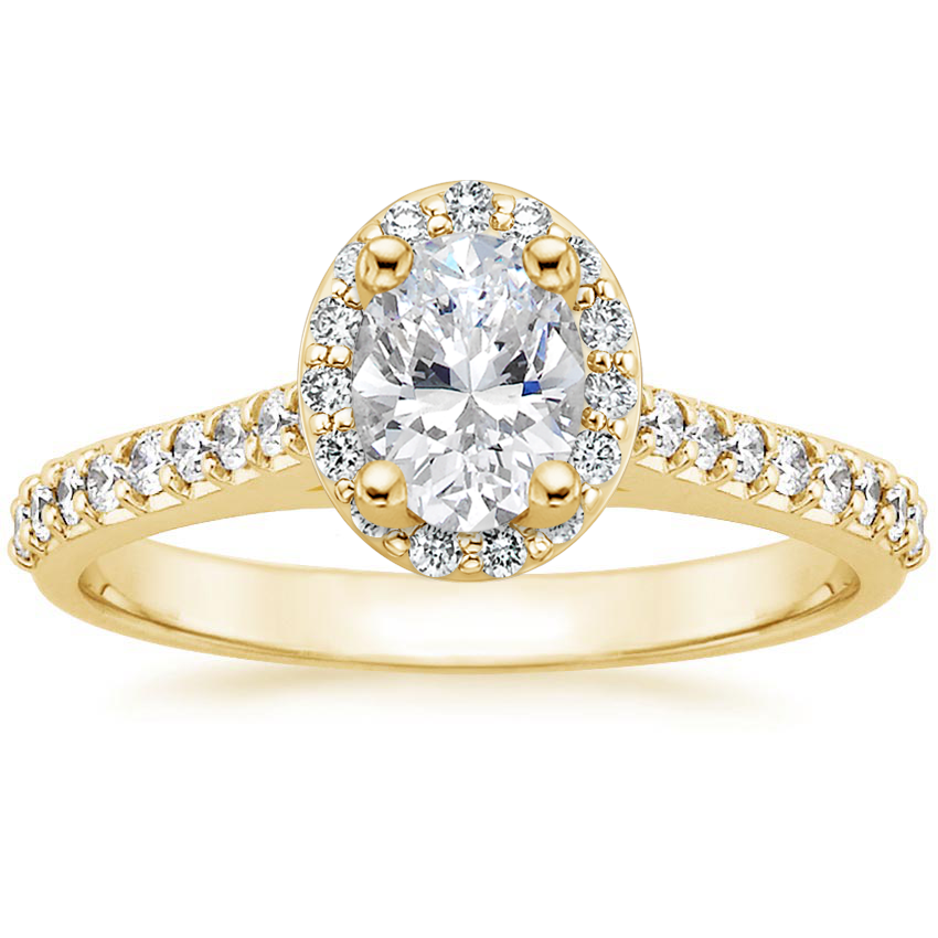 18K Yellow Gold Fancy Halo Diamond Ring with Side Stones (1/3 ct. tw.), large top view