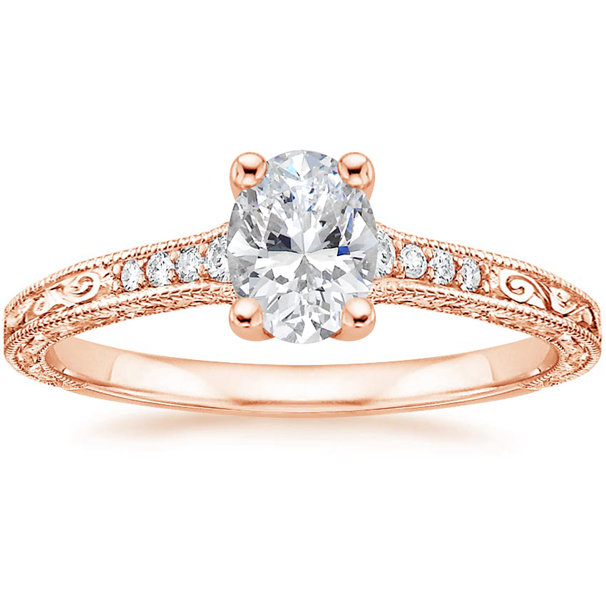 14K Rose Gold Hudson Engraved Diamond Ring, large top view