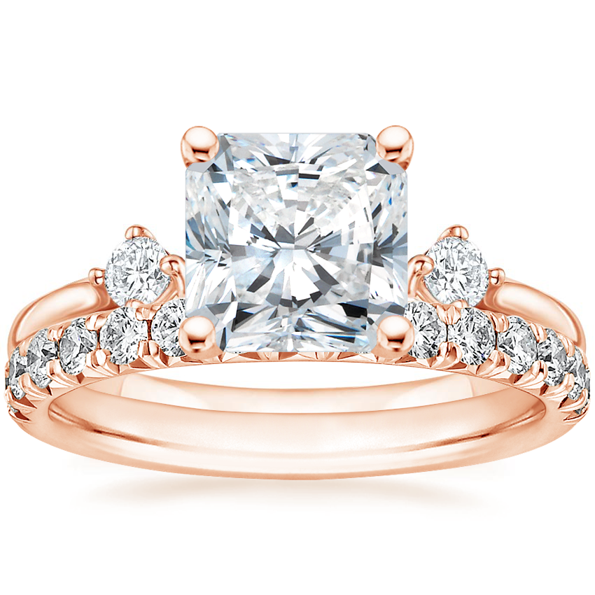 14K Rose Gold Three Stone Floating Diamond Ring with Sienna Diamond Ring (1/2 ct. tw.)