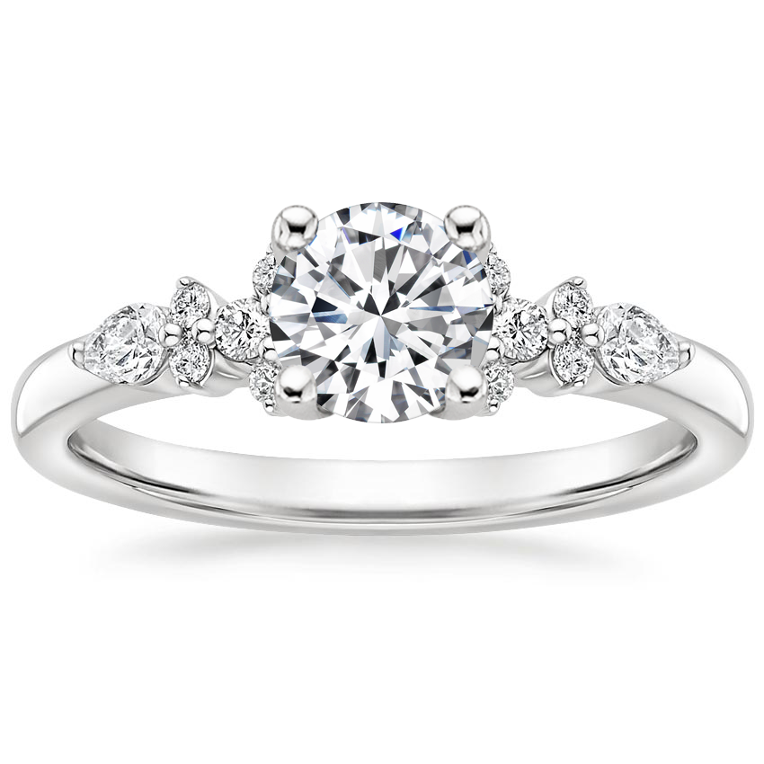 Platinum Rosette Diamond Ring, large top view