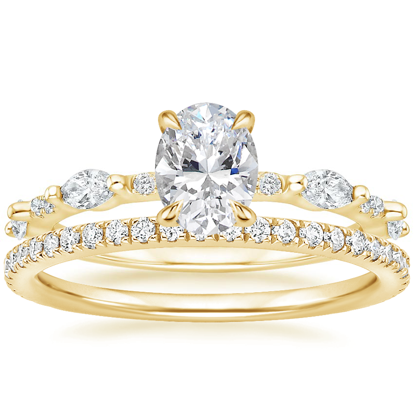 18K Yellow Gold Palais Diamond Ring with Luxe Ballad Diamond Ring (1/4 ct. tw.)