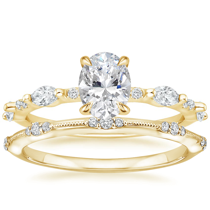 18K Yellow Gold Palais Diamond Ring with Alena Diamond Ring
