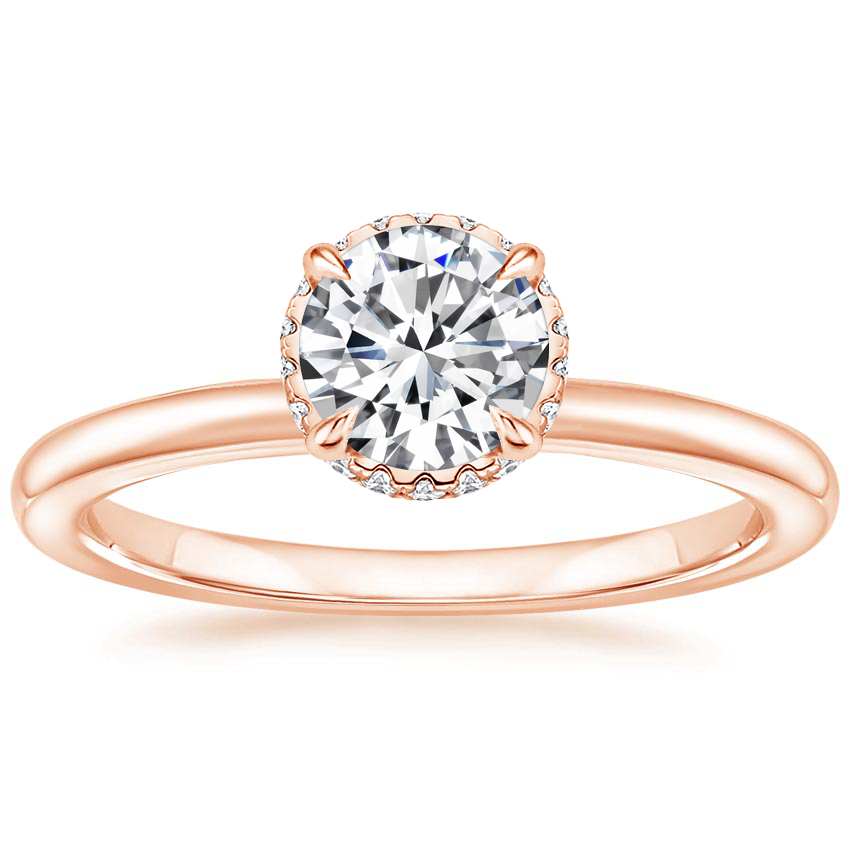 14K Rose Gold Double Hidden Halo Diamond Ring (1/6 ct. tw.), large top view