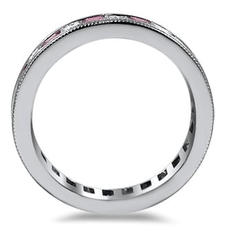 Custom Princess Diamond and Pink Sapphire Eternity Ring