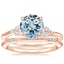 14KR Aquamarine Camellia Diamond Ring with Alena Diamond Ring, smalltop view