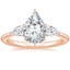14K Rose Gold Opera Three Stone Diamond Ring, smalltop view