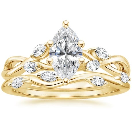 18K Yellow Gold Willow Diamond Ring (1/8 ct. tw.) with Winding Willow Diamond Ring (1/8 ct. tw.)