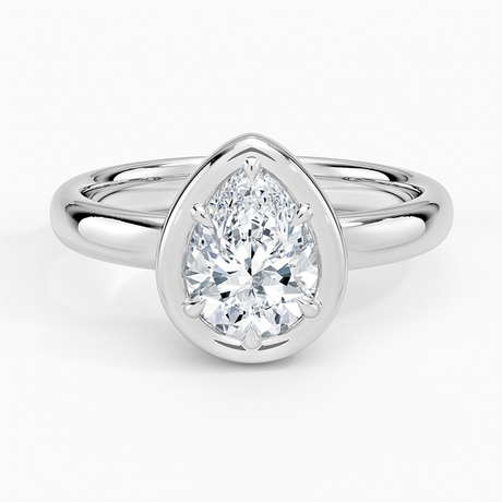 18K White Gold Andrea Bezel Prong Ring