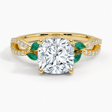 Luxe Willow Lab Emerald and Diamond Ring (1/8 ct. tw.)