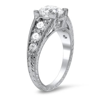 Custom Vintage-Inspired Hand Engraved Diamond Ring