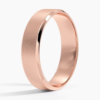 Slim Profile Beveled Edge Matte 5.5mm Wedding Ring in 14K Rose Gold