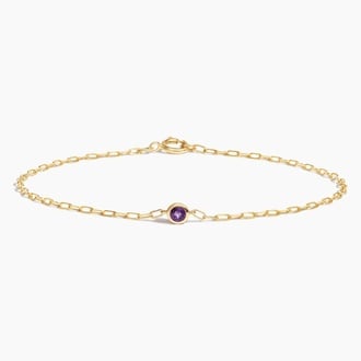 Amethyst Bezel Paperclip Chain Bracelet