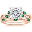 14KR Moissanite Willow Bridal Set With Lab Emerald Accents, smalltop view