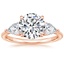 14K Rose Gold Luxe Opera Three Stone Diamond Ring, smalltop view