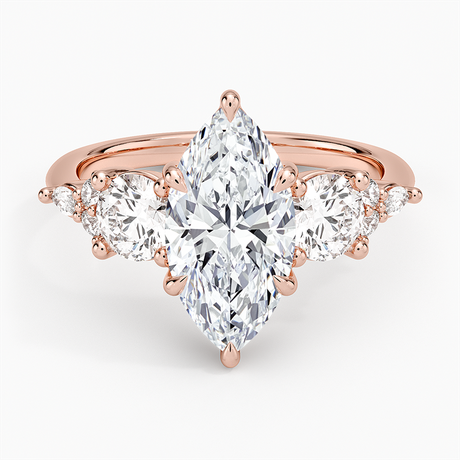 14K Rose Gold Luxe Nadia Three Stone Diamond Ring