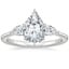14K White Gold Opera Three Stone Diamond Ring, smalltop view