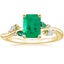 18K Yellow Gold Arden Diamond Ring with Lab Emerald Accents, smalltop view