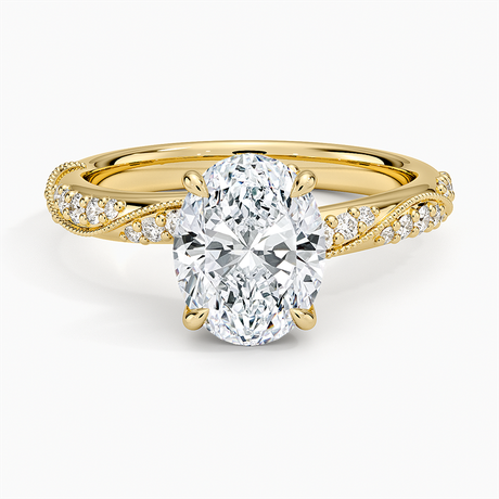 18K Yellow Gold Camellia Hidden Accent 2.5mm Diamond Ring