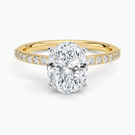 18K Yellow Gold Petite Shared Prong Half Coverage Diamond Ring