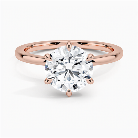 14K Rose Gold Secret Halo Six-Prong Diamond Ring