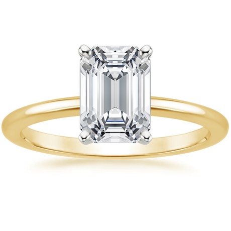 18K Yellow Gold Four-Prong Petite Comfort Fit Ring with Whisper Eternity Diamond Ring