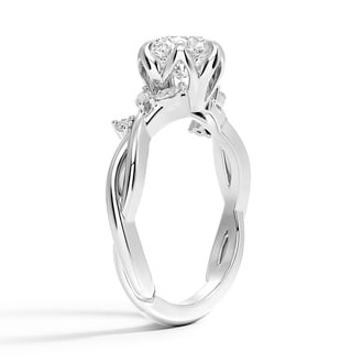 Custom Nature-Inspired Six Prong Diamond Ring