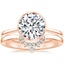 14K Rose Gold Petite Luna Bezel Ring with Lunette Diamond Ring