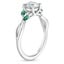 18K White Gold Willow Ring With Lab Emerald Accents, smallside view